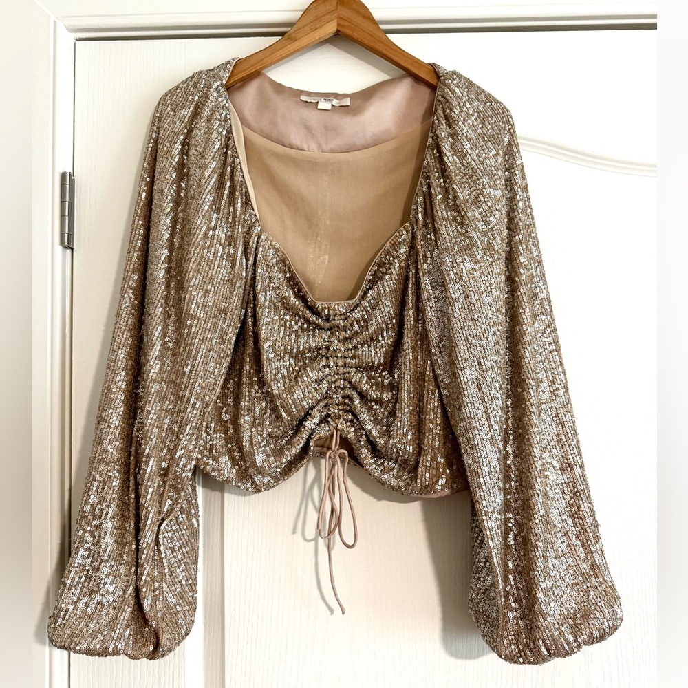 JONATHAN SIMKHAI MATTE GOLD SEQUIN TOP - Size L